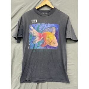 vintage 80s Martha’s Vineyard GOLDFISH T-Shirt Large single stitch Small Hole